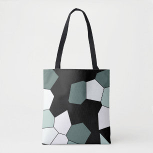 Stylish Teal Green Black White Pattern Tote Bag