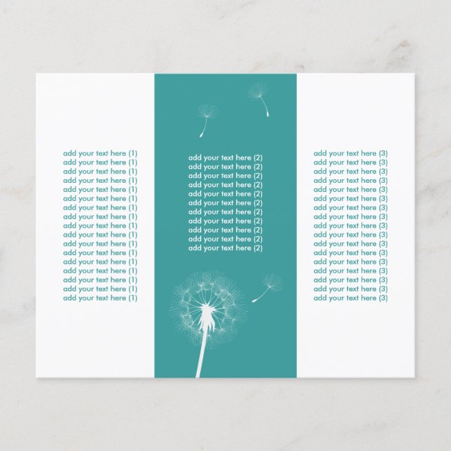 Stylish Teal Green Dandelion Tri-Fold Flyers (Front)