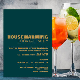 Stylish Teal Housewarming Cocktail Party Invitation