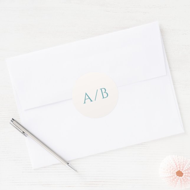 Stylish Teal Modern Wedding Classic Round Sticker (Envelope)