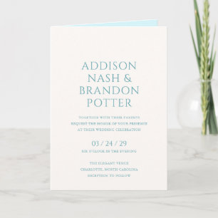 Stylish Teal Modern Wedding Invitation