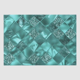 Stylish Teal Shimmer Glitter and Foil Diamonds Tissue Paper