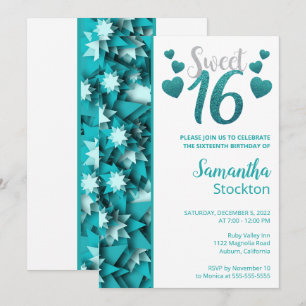 Stylish Teal Sweet 16 Invitation