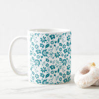 Stylish Teal Turquoise Blue Floral Pattern