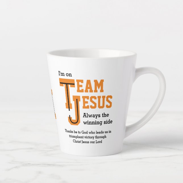 Stylish TEAM JESUS Christian Monogram Latte Mug (Right)