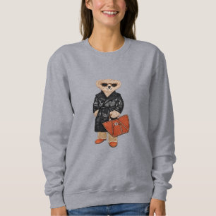 Stylish Teddy in Trench Coat Chic Bear Fashion Sweatshirt