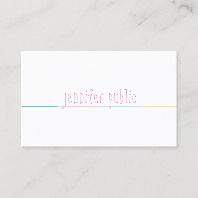 Stylish Template Modern Hand Script Name Text Business Card (Front)