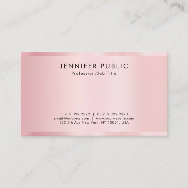 Stylish Template Rose Gold Professional Luxurious Business Card (Front)