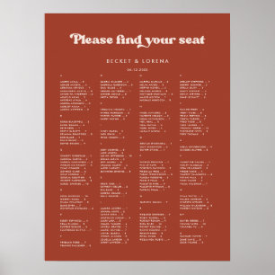 Stylish Terracotta Alphabetical seating chart