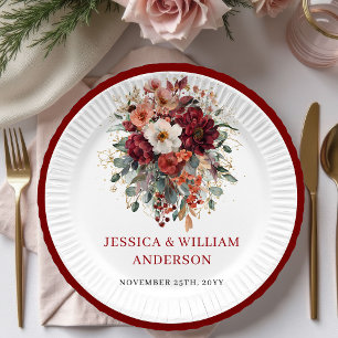 Stylish Terracotta Autumn Wedding Paper Plates