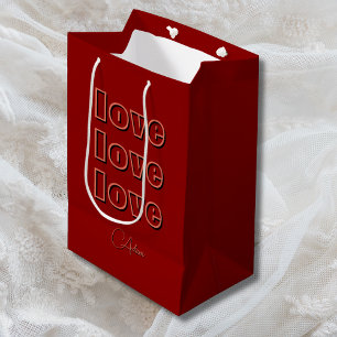 Stylish Terracotta Clean 3 x Love Red Velvet Medium Gift Bag