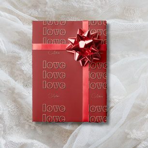 Stylish Terracotta Clean 3 x Love   Red Velvet Wrapping Paper