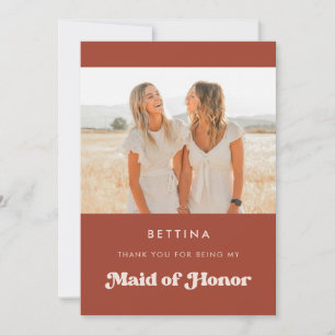 Stylish Terracotta Maid of honour thank you card
