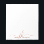Stylish Terracotta Script Monogram Initials Notepad<br><div class="desc">Personalised modern notepad with stylish, fancy calligraphy script typography initials or monogram and name in your choice of colours (shown in shades of terracotta). CHANGES: The text font style, colour, size and placement can be changed in EDIT to create your own unique, custom style. ASSISTANCE: For help with design modification...</div>