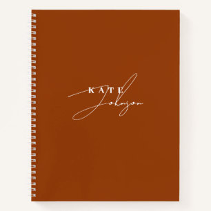 Stylish Terracotta Signature Script Monogram Notebook