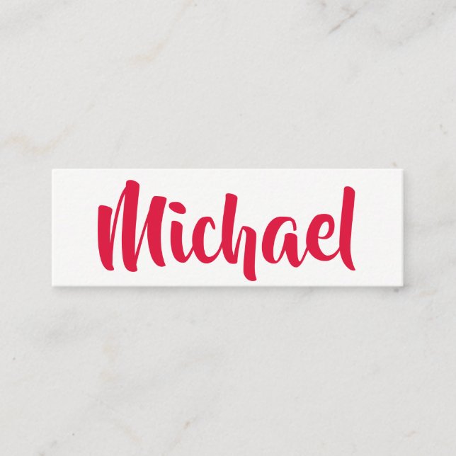 Stylish Text (Red) Mini Business Card (Front)