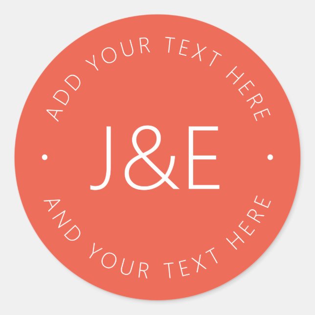 Stylish Text Template | Orange Red Classic Round Sticker (Front)
