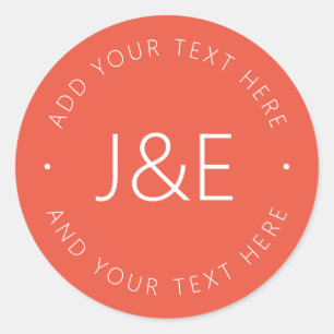 Stylish Text Template Orange Red Classic Round Sticker