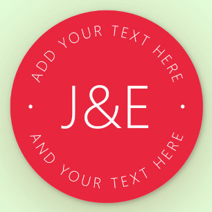Stylish Text Template   Red & White Classic Round Sticker