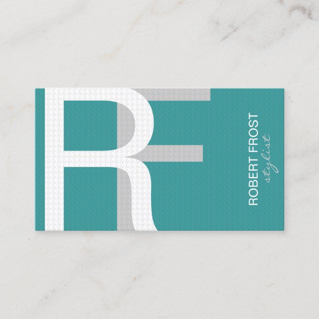 Stylish Textured Monogram CHOOSE BACKGROUND COLOR Business Card (Front)
