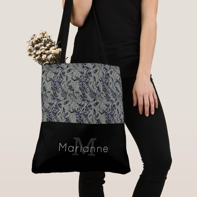 Stylish Textured Monogrammed Tote Bag (Close Up)