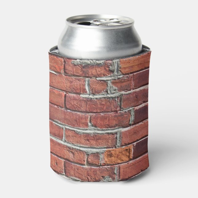 Stylish Textured Red Brick Can Cooler (Can Front)