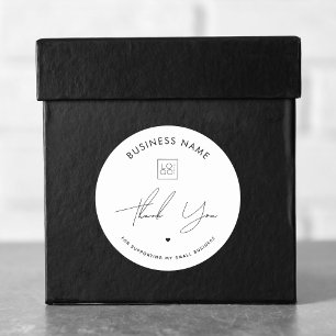 Stylish Thank You Custom Small Business Logo Classic Round Sticker