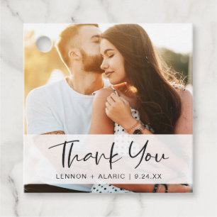 Stylish Thank You   Dark Text   Personalised Photo Favour Tags