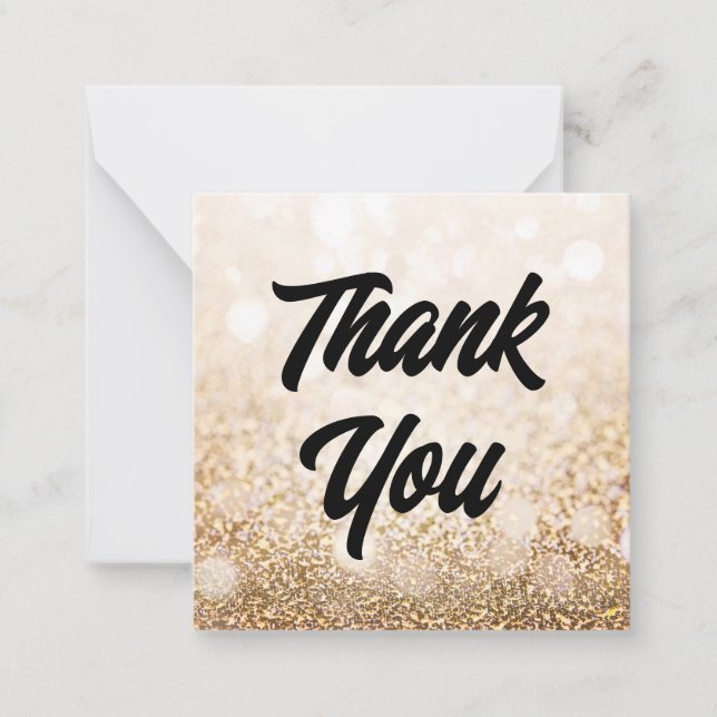 stylish thank you golden lights luxury wedding card (Front)