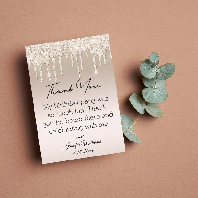 stylish thank you sweet 16 gold dripping glitters  card (Creator Uploaded)