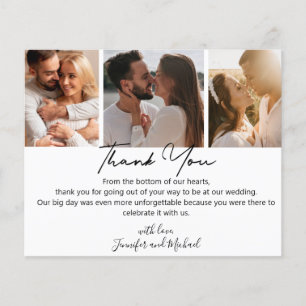 stylish thank you wedding 3 photos collage card