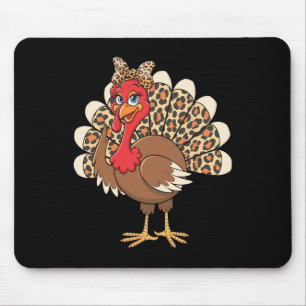 Stylish Thanksgiving Turkey With Leopard Print Des Mouse Pad