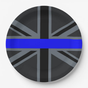 Stylish Thin Blue Line Union Jack Paper Plate