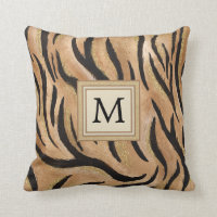 Stylish Tiger Print Wild Cat Safari Monogram