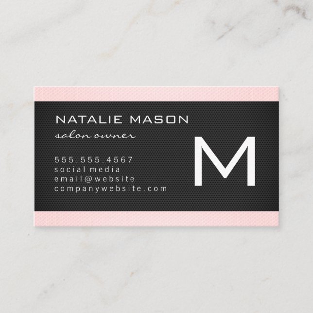 Stylish Tile Pattern / Carbon Business Card (Front)