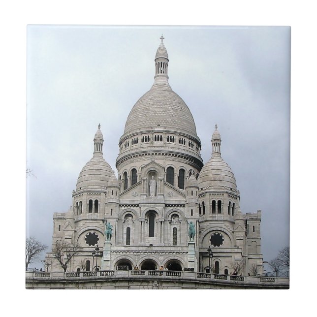 Stylish Tile with picture of Sacre Coeur de Paris (Front)
