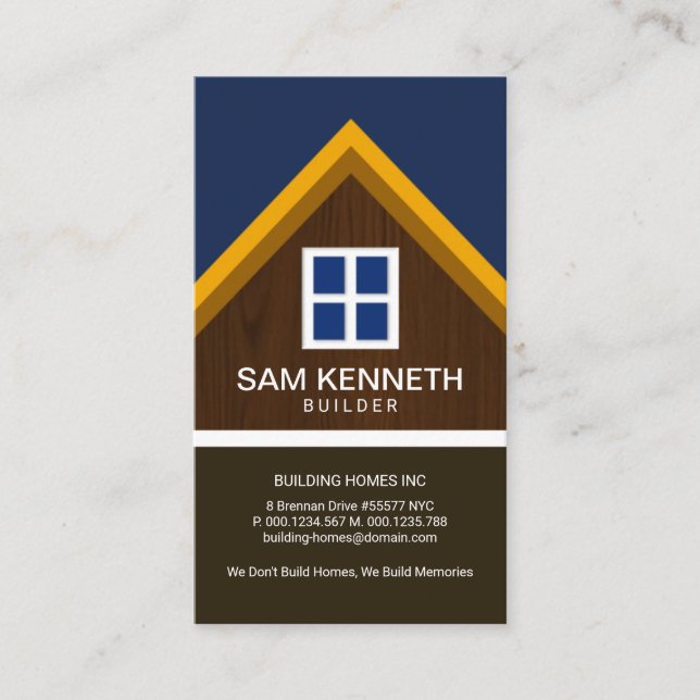 Stylish Timber Grain Roof Building Construction Business Card (Front)