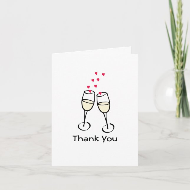 Stylish Toasting Glasses Thank You Card (Front)