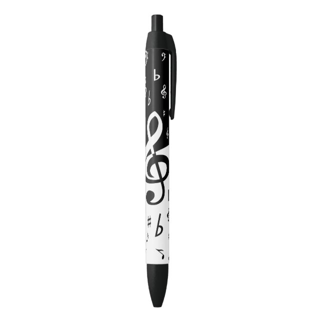 Stylish Treble Clef Wave Black and White Ink Pen (Bottom (Vertical))