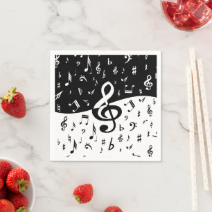 Stylish Treble Clef Wave Black and White Napkin