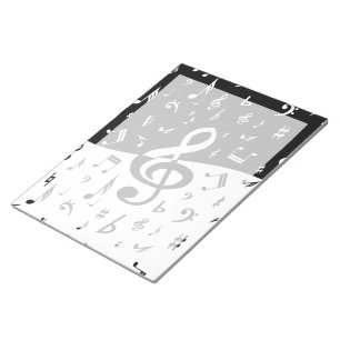 Stylish Treble Clef Wave Black and White Notepad