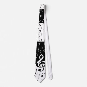 Stylish Treble Clef Wave Black and White Tie