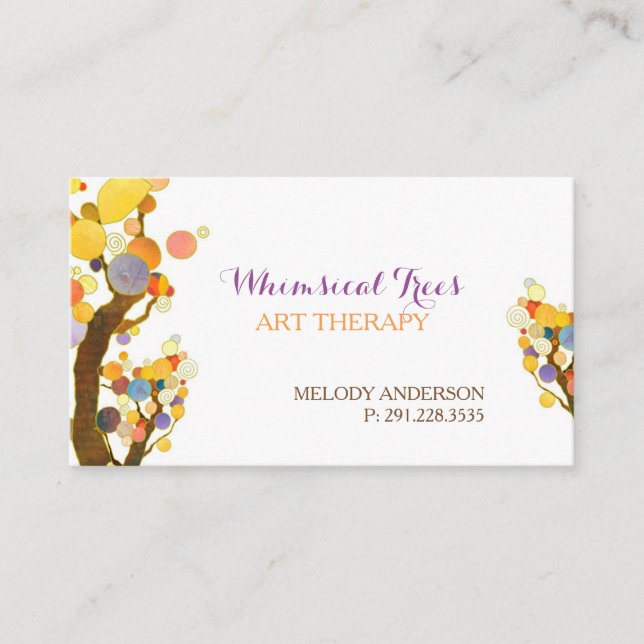 Stylish Trees Therapist Business Appointment Card (Front)