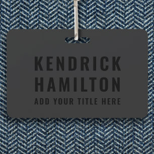 Stylish Trendy Black Out Modern Minimalist Simple ID Badge