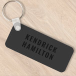 Stylish Trendy Black Out Modern Minimalist Simple Key Ring<br><div class="desc">A striking black out design with a modern black block typography on an off-black charcoal grey background. The text can easily be customised for a design as unique as you are!</div>
