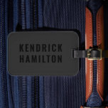 Stylish Trendy Black Out Modern Minimalist Simple  Luggage Tag<br><div class="desc">A striking black out design with a modern black block typography on an off-black charcoal grey background. The text can easily be customised for a design as unique as you are!</div>
