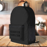Stylish Trendy Black Out Modern Minimalist Simple Printed Backpack<br><div class="desc">A striking black out design with a modern black block typography on an off-black charcoal grey background. The text can easily be customised for a design as unique as you are!</div>