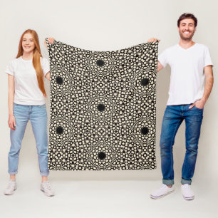 Stylish Trendy Black & White Dot Art Pattern Fleece Blanket