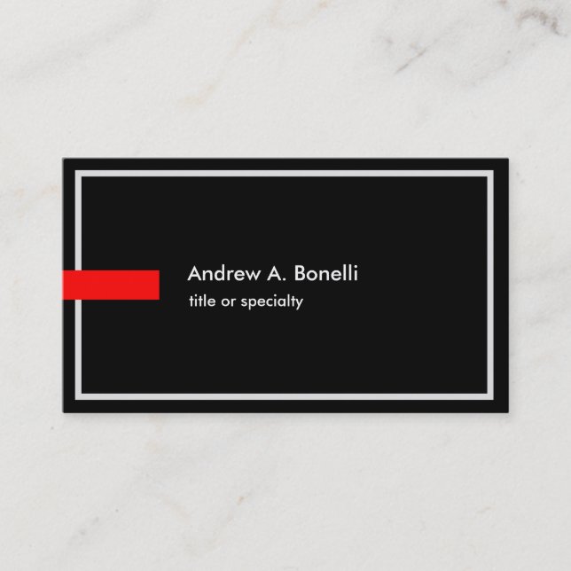 Stylish Trendy Black White Red Professional Modern Business Card (Front)