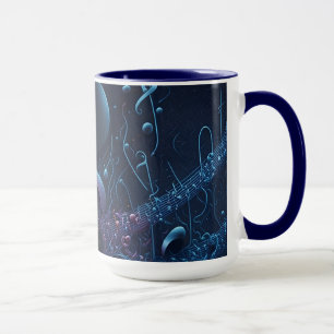 Stylish Trendy Blue Musical Notes Mug